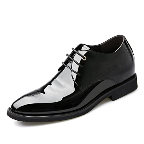Elevator Shoes for Men Business Oxford Shoes Patent Leather Dress Shoes Lace-Ups Formal Uniform Height Increasing Footwear