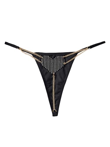 Image of RoseSeek Women's Sparkling Butterfly Chain Underwear Low Rise Cheeky G String Panty