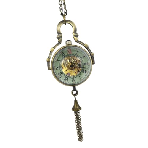 Reloj de bolsillo mecánico diseño retro vintage de aleación con esfera esférica transparente