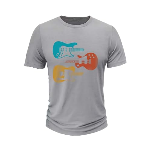 Camiseta de guitarra para hombre con cuello redondo estilo casual multicolor