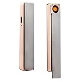 電子ライター 電熱線ライター usb ライター 小型 充電式 タングステン線ライター ガスオイル不要 防風 軽量 薄型 点火用 プレゼント 電子ターボライター 防風 アーク スリム アウトドア バーベキューお墓参り 防災グッズ ギフト包装 (銀色)