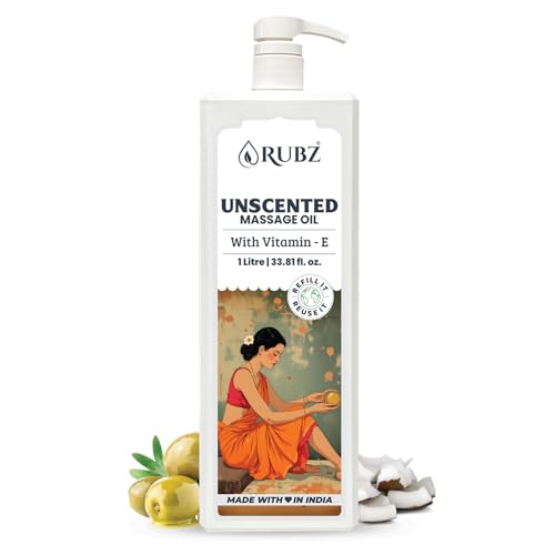 Image of Rubz Unscented Massage Oil | Perfect For Relaxation And Skin Nourishment | Smooth & Non-Greasy Formula | Ideal For Aromatherapy | Ideal For All Skin Types | 1 Litre