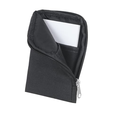 Meiiy Business Card Holder, Business Card Case Zipper Pocket Card Holders Business Card Wallet Business Card Carrier for Men or Women (Black) Cover