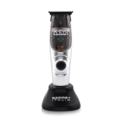 X-Evo Trimmer with Microchipped Magnetic Motor for Barbers and Stylists, Matte Colors, Interchangeable Lids, 3 Guards, Charging Stand