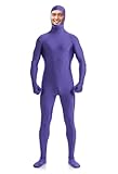 DreamHigh Men's Women's Polyester Spandex Full Body Costume Zentai Suit-Open Face (Purple, Medium)