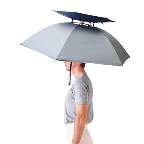 Luwint Double Layer Umbrella Hat Headwear 36'' Diameter Oversized Folding Adjustable Hands Free