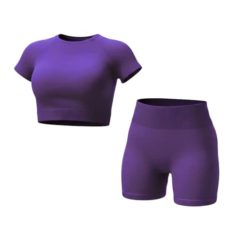 Top court sans coutures et short gainant ensemble d'entraînement extensible deux pièces