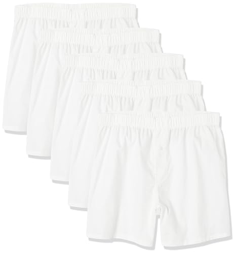 Amazon Essentials Men's Woven Cotton Boxer Short Underwear (Available in Big &Tall), Pack of 5