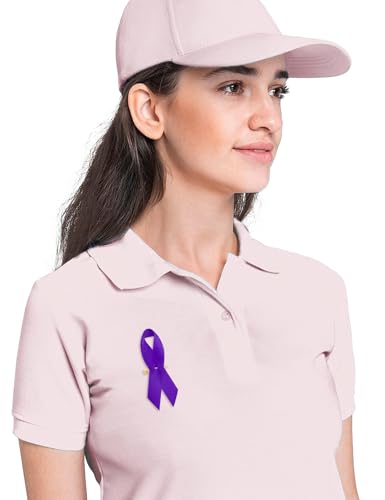 Image of Curvier 200PCS Purple Satin Awareness Ribbons Lapel Pins with Safety Pins