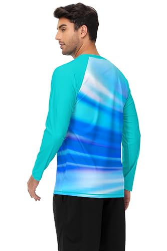 Image of AOBUTE Mens Long Sleeve Swim Shirt Quick Dry Sun Protection Rash Guard