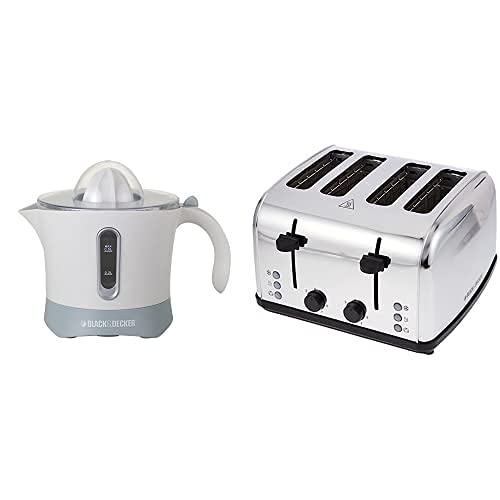Black+Decker Juice Extractor + Black+Decker 4 Slice Stainless Steel Cool Touch Toaster With Crumb Tray