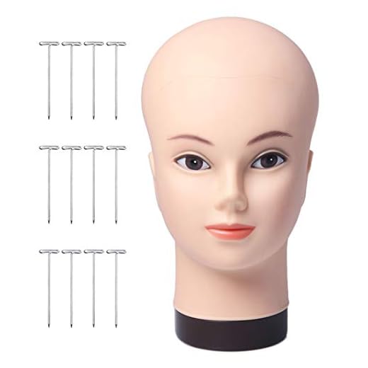 NEWSHAIR Bald Female Mannequin Head Cosmetology Manikin Head Professional for Wigs Making and Hat Glasses Display Model with Free T-pins