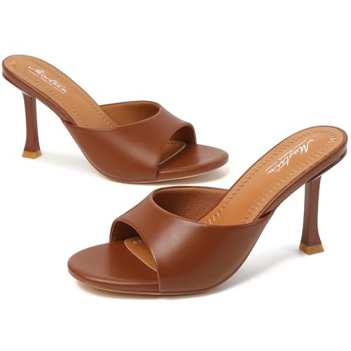 Image of Mostrin Kitten Heels for Women Round Toe Heels With Bow Vintage Mules Sexy Slip on Stiletto Backless Sandals for Party Daily