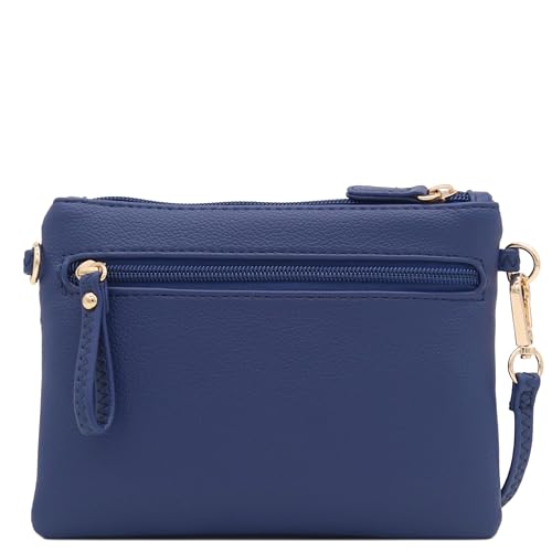 Image of FashionPuzzle Multi Zipper Pocket Small Wristlet Crossbody Bag