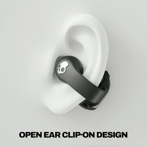 Image of Skullcandy Push 720 Open Wireless Open Ear Bluetooth Earbuds, Headphones, Waterproof, Clip-On Lightweight, 30 Hours Battery, Wireless Charging Pouch, Microphone for iPhone Android - Black /Silver