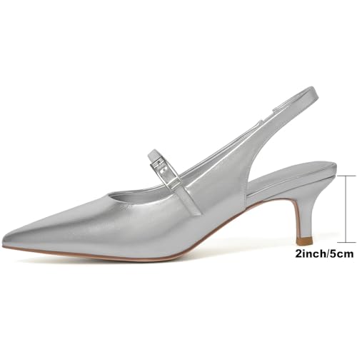 Image of Mostrin Kitten Heels for Women Slingback Pointed Closed Toe Heels Women's Pumps Shoes for Wedding, Party, Commuting