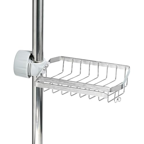YoHyien Duschablage für Duschstange Edelstahl Rostfrei 2232 mm Seifenhalter Dusche Stange ohne Bohren Aufbewahrungsregal für Badezimmer Schwammhalter Wasserhahn Spülbecken Organizer (Silber)
