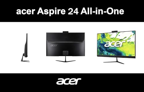 Image of acer Aspire 24 inch All-in-One Desktop Computer • 5-core Intel Core i3-1305U • 32GB RAM • 1TB SSD • Office 365 for The Web • HDMI + DisplayPort, Wi-Fi 6 • Wired Keyboard & Mouse • Windows 11