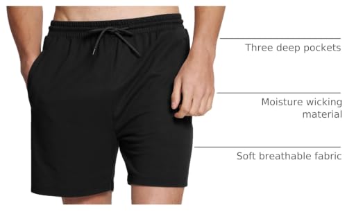 Image of BAMBOO COOL Men's Athletic Shorts, Quick Dry Running Workout with Pockets | Lightweight French terry shorts with 3 pockets, inner drawcord and breathable quick-dry comfort for warm-weather workouts.