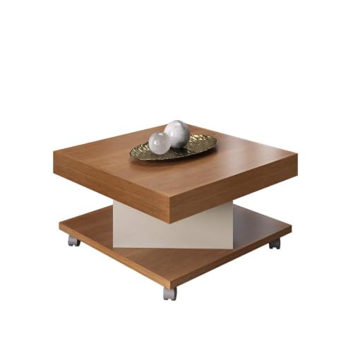 Mesa de Centro com rodizios SAARA cor Cinamomo/Off White - Artely