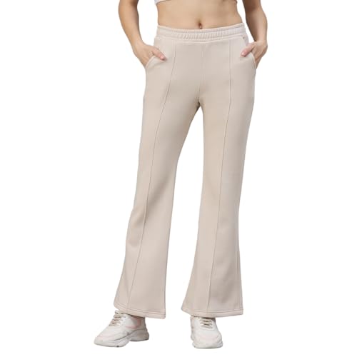 Image of 98 Degree North Women Flared Fleece Track Pants-GL1315-ALMOND