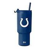 Simple Modern Offiziell lizenzierter NFL Indianapolis Colts Trinkbecher mit Klappdeckel und Strohhalmen, isolierter Becher, Edelstahl, Geschenke für Männer und Frauen, Trek-Kollektion, Indianapolis