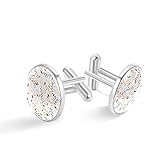 Personalisierte silberne Manschettenknöpfe mit hübscher Vegetation für Smoking-Shirts, 20mm*20mm, Edelstahl, Künstlicher Quarz