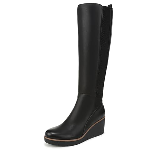 Naturalizer SOUL Womens Adrian Wedge Tall Boot Black Smooth 8 M