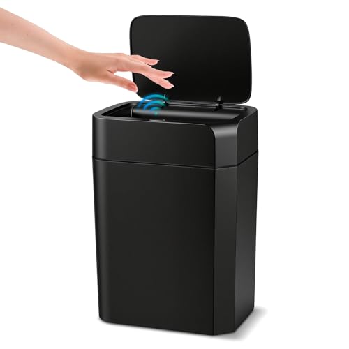 Gaethra 16L Mülleimer mit Sensor Automatik Touchless Mülleimer mit Hand und Knie Sensor Schnelle Reaktion Leise Leicht zu Reinigen Ideal für Badezimmer Schlafzimmer Küchen Wohnzimmer(Schwarz)