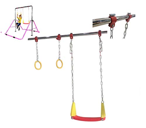 Wind Rider Glider Swing seat and 2 Trapeze Rings with Metal Chain and Hooks Compatible with Kids Jungle Gymnastics Expandable Junior Monkey Horizontal Bars and Pull up Stands