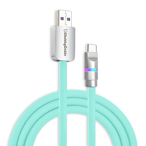 Image of chubbycable Neon Chubby - Fast Charge Cable with Smart Light RGB Color Gradual Light Up 100W Charging Cord LED USB C Cable Compatible with iPhone 16 /15 Series, Light Blue, USB-A to Type-C, 0.82 FT
