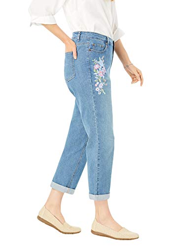 Woman Within Plus Size Tall Womens Plus-Size Stretch Denim Five-Pocket Girlfriend Jeans4