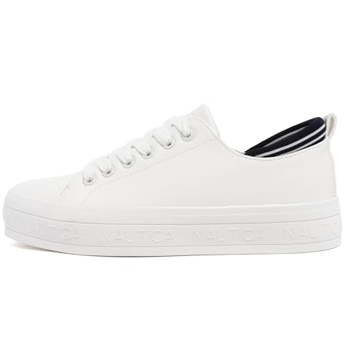Image of Nautica Platform Sneakers for Womens Fashion Trendy Shoes White Casual Sneaker Thick Sole Everyday Walking Shoes