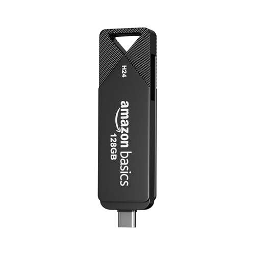 Image of Amazon Basics 128GB Dual Flash Drive | 150+ Mbps Read /Write Speed | Type C and USB 3.0 | High-Speed Data Transfer (Metal)