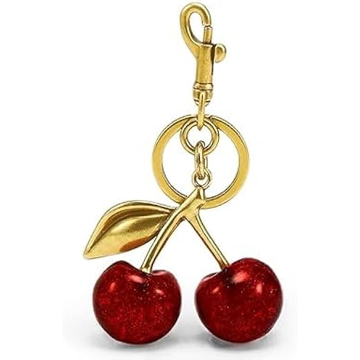 Metal Glitter Cherry Bag Charm