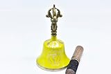 GK&CO. 5.5 Inches Buddhist Heart Chakra (Yellow Color)-Bell of Enlightenment Handmde in Nepal