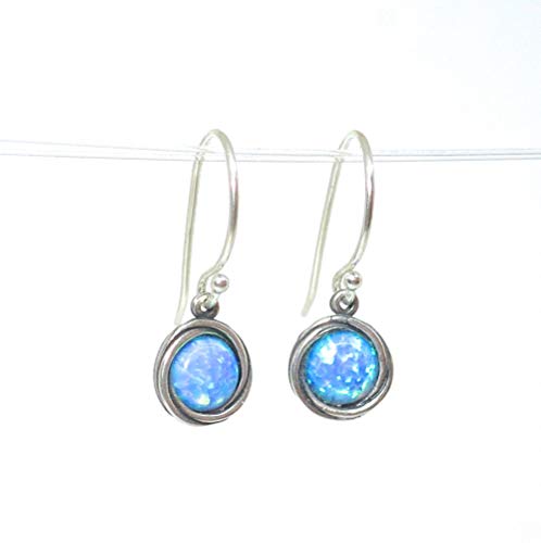 Opal Earrings, Sterling Silver Dangle Earrings, Blue Opal silver earring, Earrings for Women, October Birthstone, Opal Silver dangle earrings, Simple Opal earrings, Everyday earrings