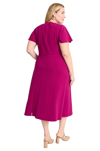 Image of Maggy London Women's Elegant Midi Dress with Flutter Sleeves - V-Neck A-line Silhouette - Versatile Cocktail Dress