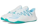 Skechers Women's Viper Court Rally Pickleball Sneaker, White/Light Blue, 7.5