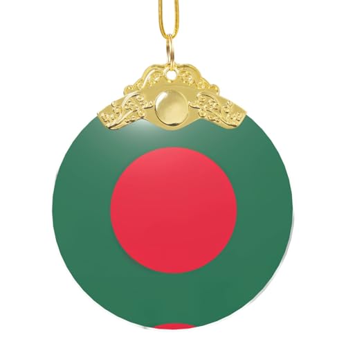 TTYDOKLA Pendentif rond en verre avec imprimé drapeau du Bangladesh, bijou fait à la main, pendentif d'intérieur polyvalent, décoration de Noël élégante, taille unique