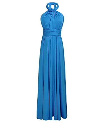 Image of Sexyshine Women's Backless Gown Dress Convertible Multi-Way Wrap Halter Cocktail Dress Bandage Bridesmaid Long Dresses