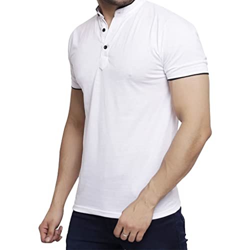 Image of Stylish and Handsome Mandarin Collar Half Sleeves T Shirt for Men Combo (Pack of 1)
