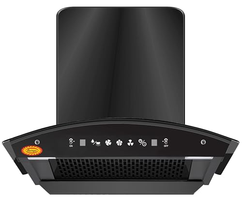 Image of Surya Chimney (SS60 Net) in 60cm with 10 Years Warranty Features Auto Clean, Wave Sensor Black