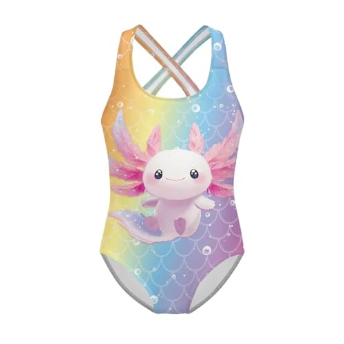 Image of Xpyiqun Swimsuit for Girls One Piece Bathing Suits Size 5-14 Sleeveless Swimwear Cross Shoulder Strap Swimming Wear
