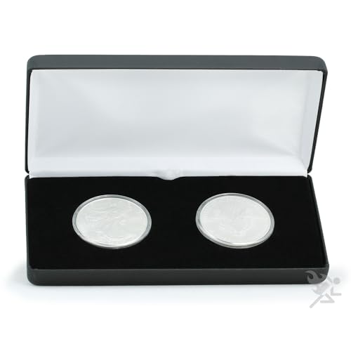 Caja Portamonedas Negra en Cuero Sintético Modelo H para Dos Monedas miniatura 3