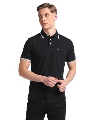 Image of Arrow Sport Solid Polo T Shirt for Men - 100% Cotton, Breathable & Comfortable Half Sleeves Mens Tshirt