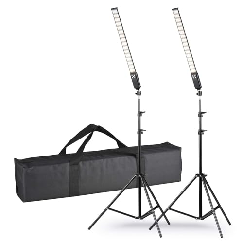 Aumotop Juego de Tubos de Luz LED CRI95 Regulable Batería Incorporada Carga USB para Grabación Video Retratos Uso en Interiores y Exteriores con Soportes Luz Bolsa Transporte
