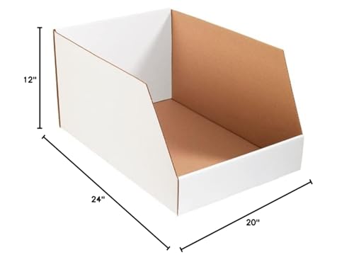 Image of Box USA BBINJ202412 Jumbo Open Top Bin Boxes, 20 inch x 24 inch x 12 inch, Oyster White (Pack of 25)