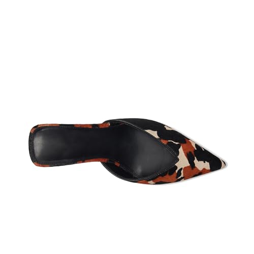 Cow Print Kitten Heel Mules for Women Pointed Closed Toe Mule Heels Slip-On Kitten Mules Comfortable Dressy Pump Shoes Wedding Elegant Casual3