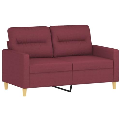 vidaXL Sofagarnitur 3-TLG., Sessel Couch mit Kissen, Sofa Wohnzimmersofa mit Armlehnen, Couchgarnitur Designsofa Sitzmöbel Polstermöbel, Weinrot Stoff – Bild 5